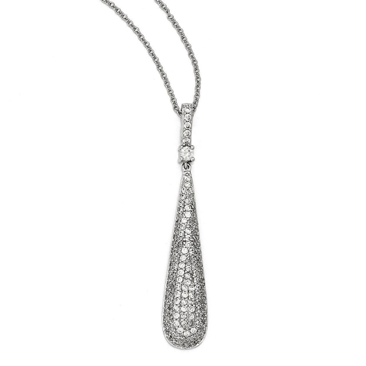 CZ Dangle 18 Inch Necklace Sterling Silver QCM1210-18