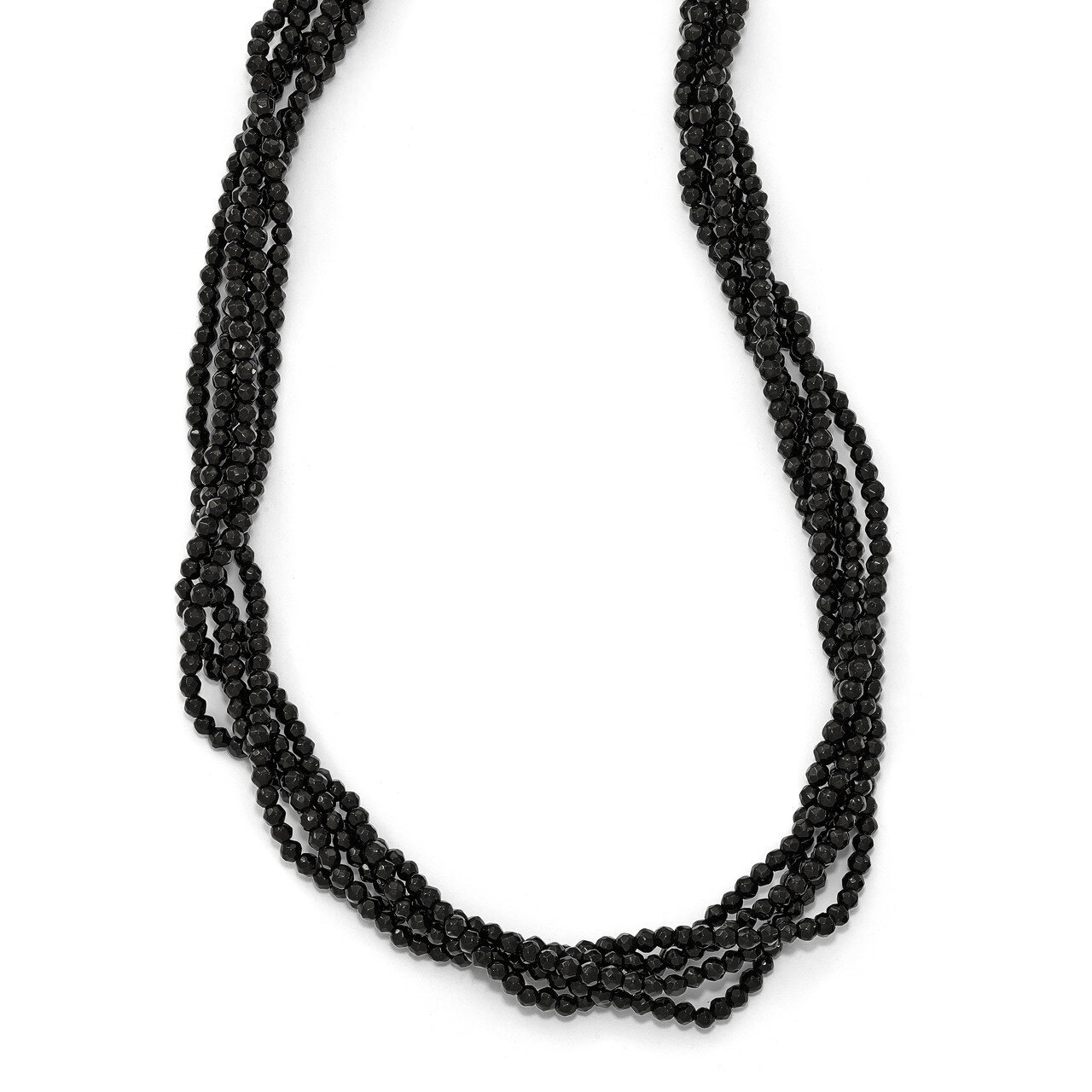 CZ and Onyx Slip on Necklace Sterling Silver QCM1259-26