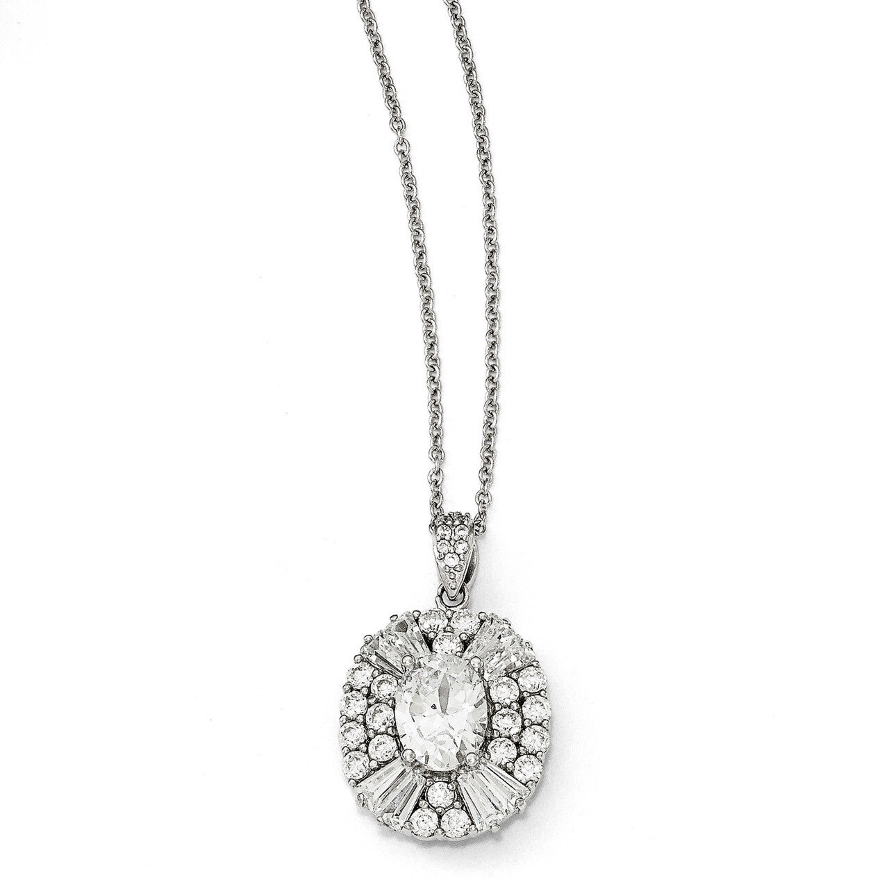 CZ 18 Inch Necklace Sterling Silver QCM1261-18