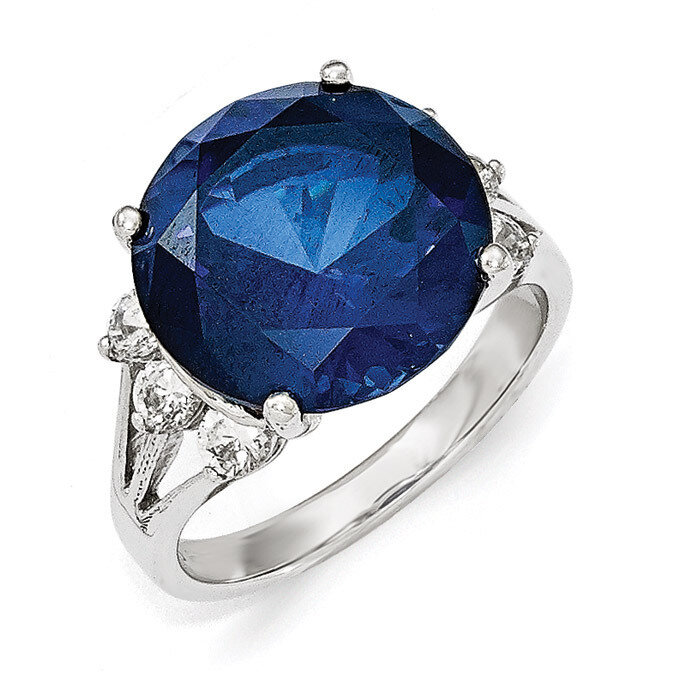 AAA CZ and Synthetic Sapphire Ring Sterling Silver QCM1317-6