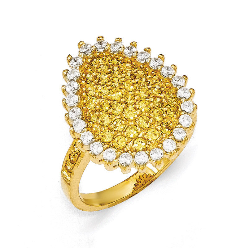 Gold-plated White-Yellow CZ Ring Sterling Silver QCM1321-6