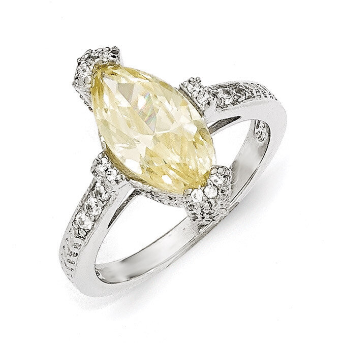 Textured Yellow and White CZ Marquise Ring Sterling Silver QCM1338-6