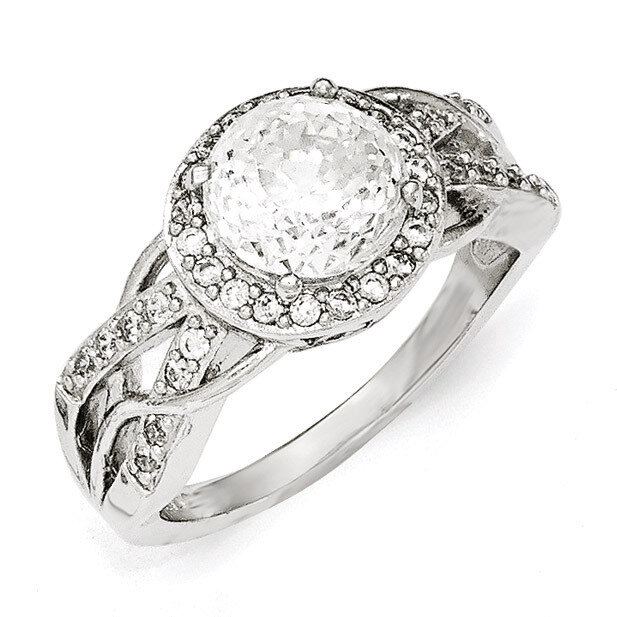 CZ 100-Facet Fancy Ring Sterling Silver QCM1362-6