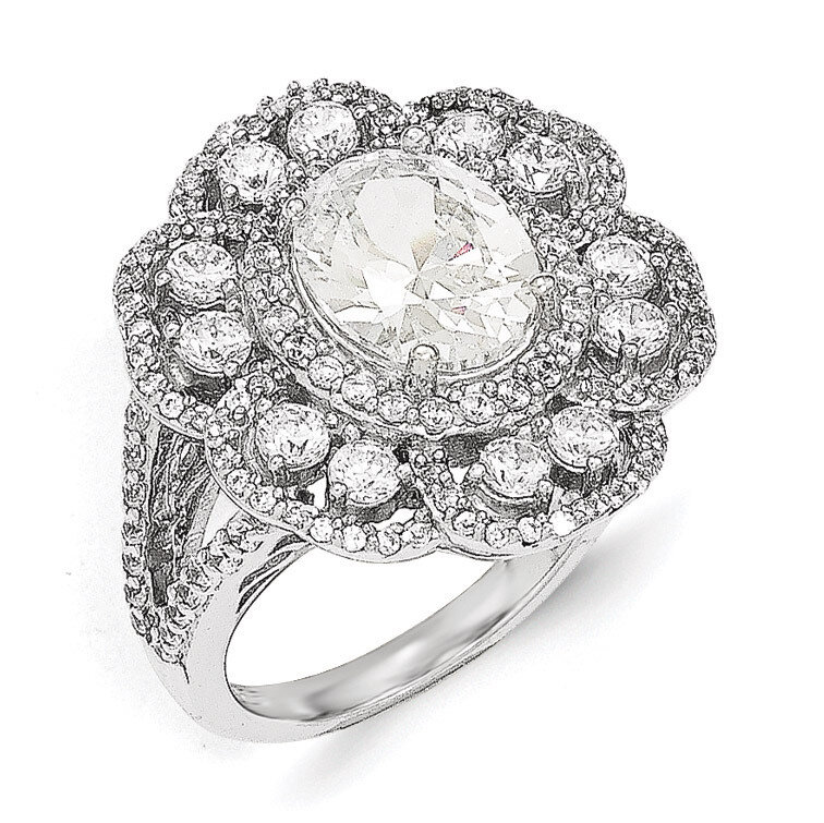 AAA CZ Flower Ring Sterling Silver QCM1380-6