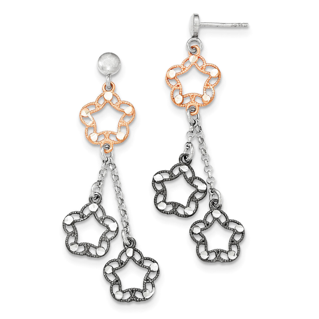Rose-tone-Rhodium-plated Post Earrings Sterling Silver QE11365