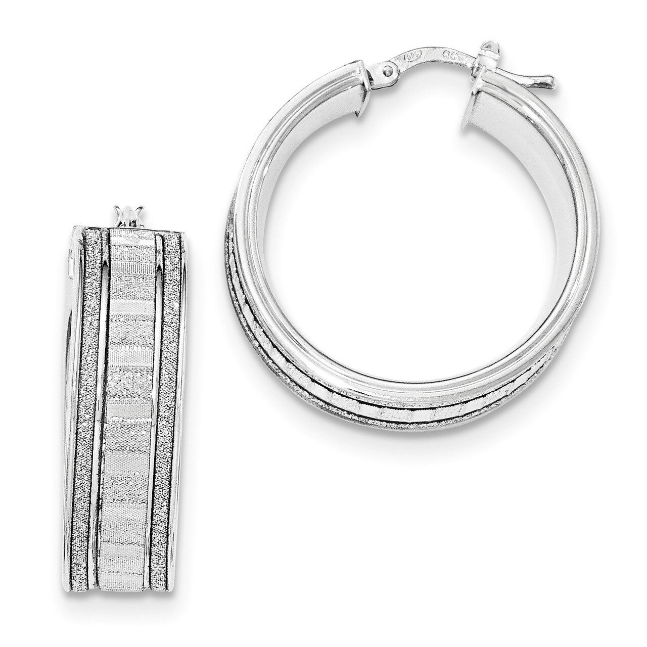 Glitter Infused Hoop Earrings Sterling Silver QE11422