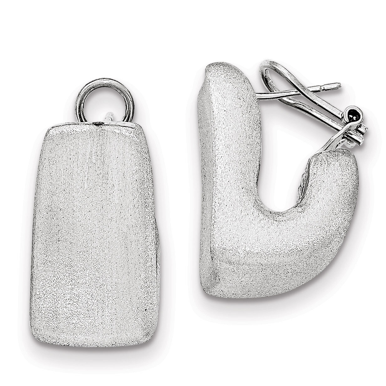 Brushed Concave Hollow Omega Hoop Earring Sterling Silver QE11725