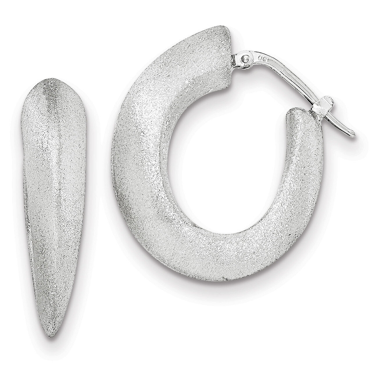 Brushed Knife-edge Hollow Hinged Post Hoop Earring Sterling Silver QE11726
