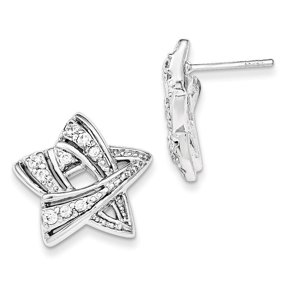 CZ Star Post Earrings Sterling Silver QE11861