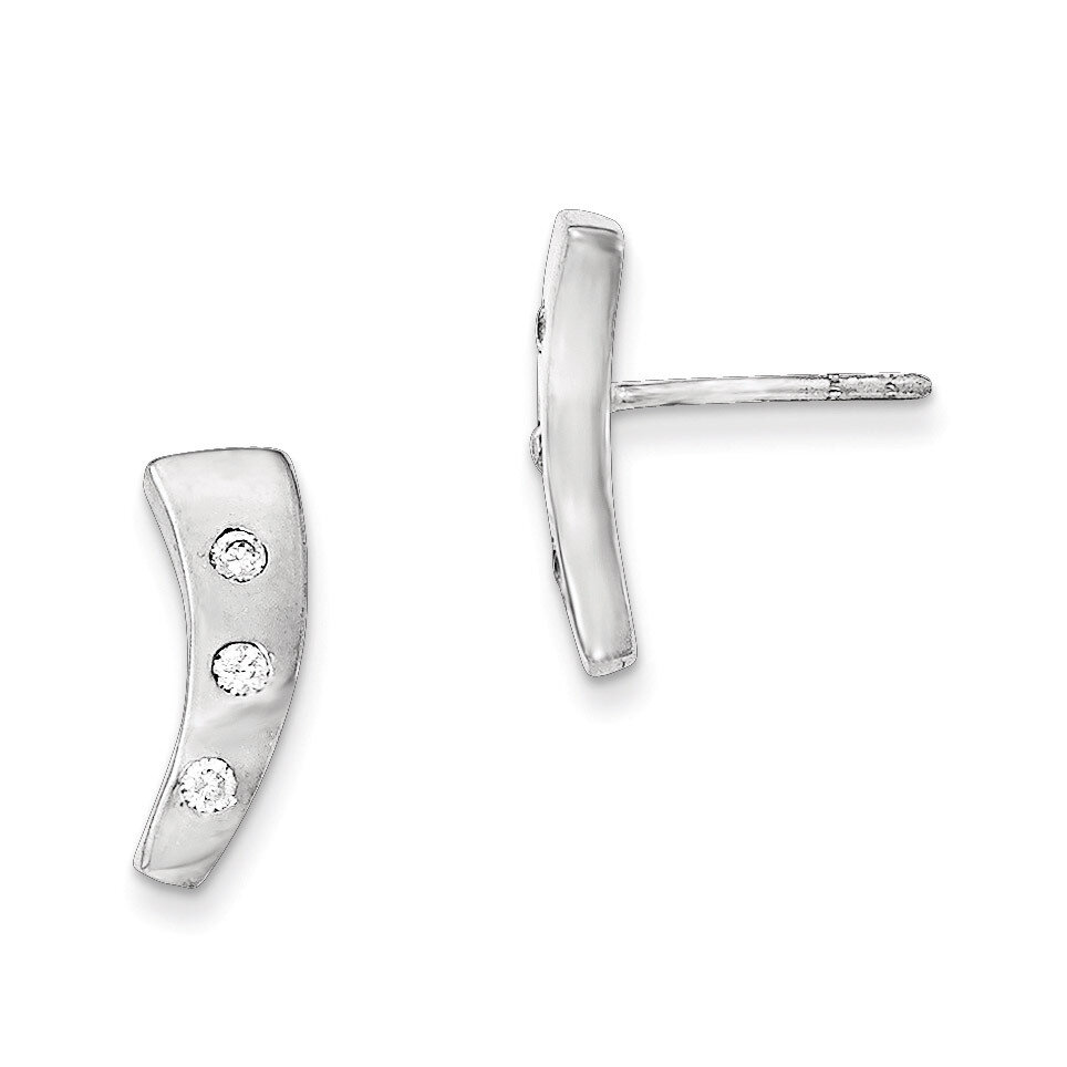 Polished CZ Post Earrings Sterling Silver QE12221
