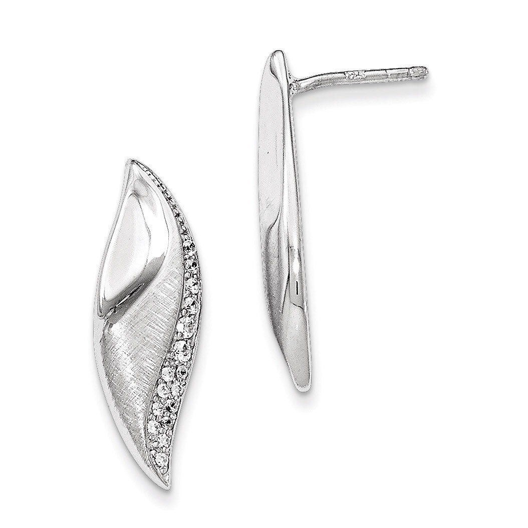 Polished CZ Fancy Post Earrings Sterling Silver QE12297