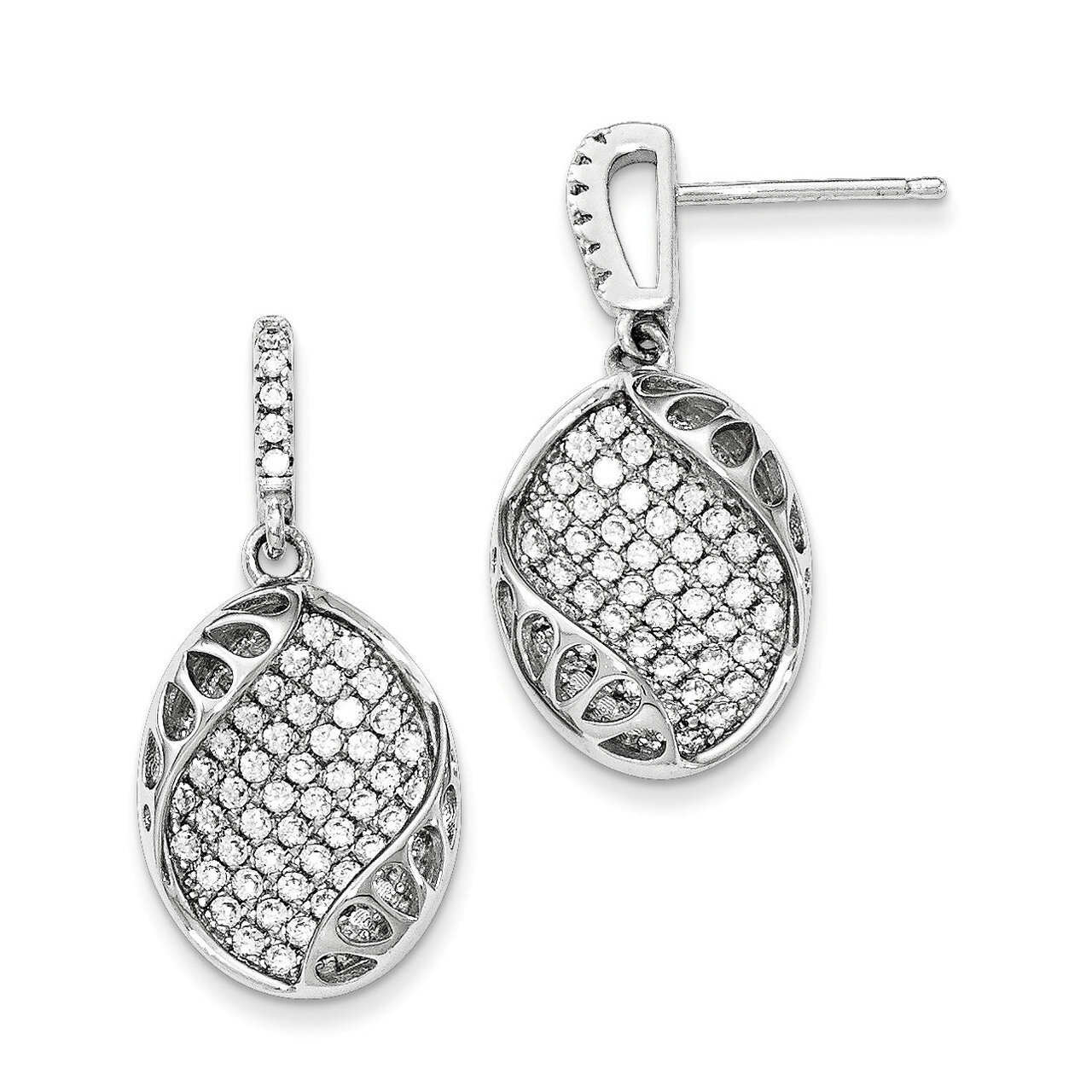 CZ Dangle Post Earrings Sterling Silver QE12318