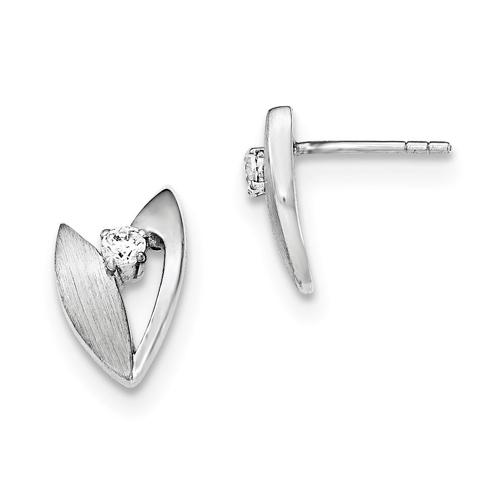 Polished And Brushed CZ Earrings Sterling Silver QE12422