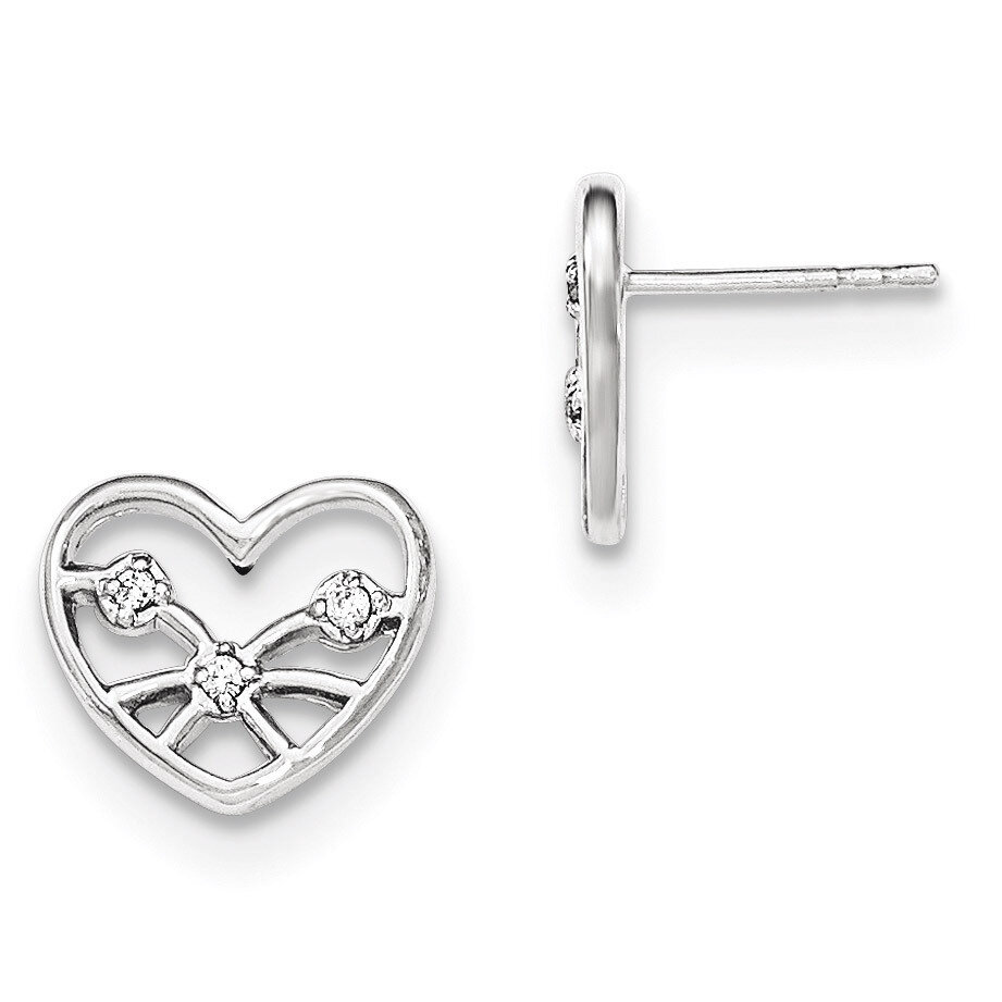 CZ Heart Post Earrings Sterling Silver QE12429
