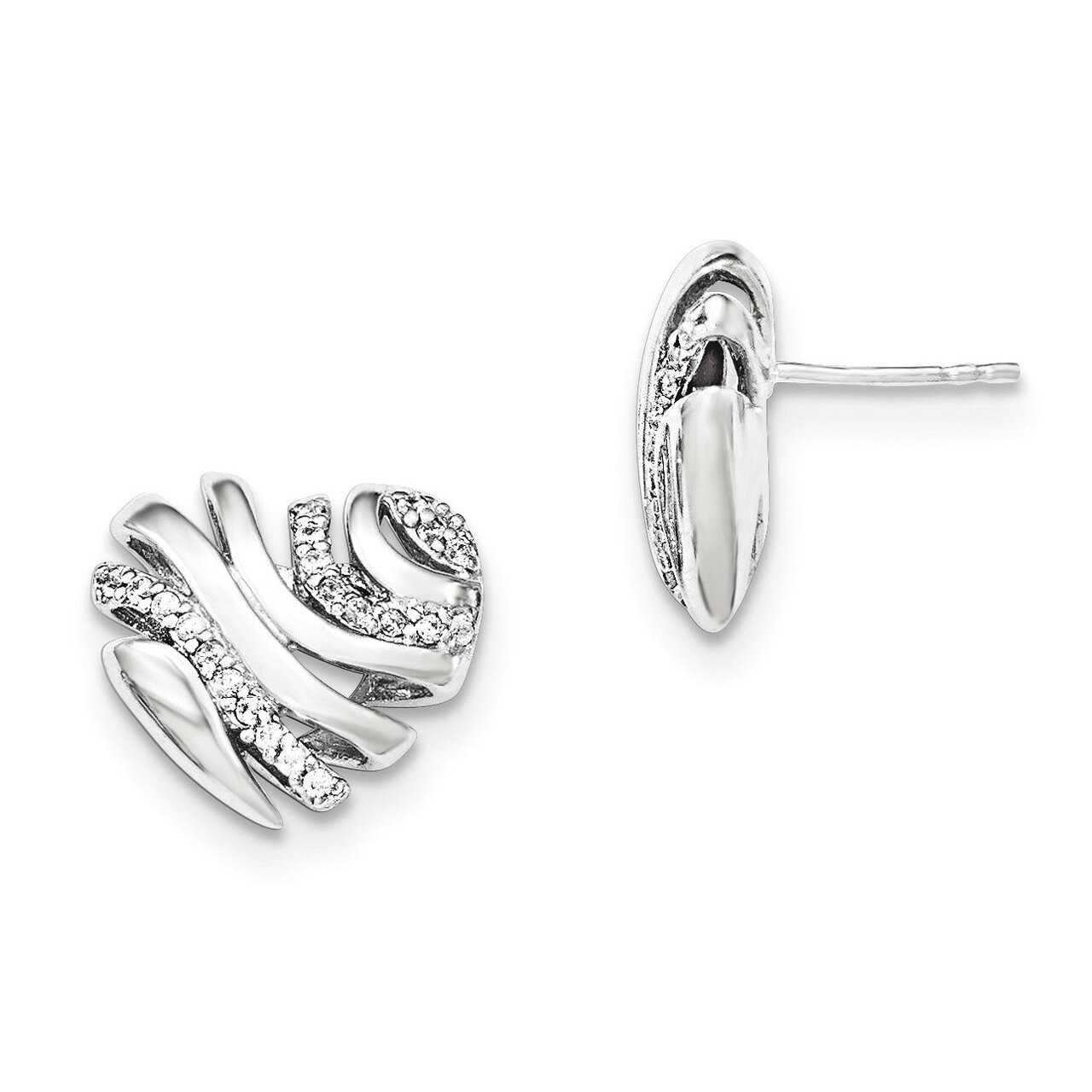 CZ Heart Post Earrings Sterling Silver QE12435