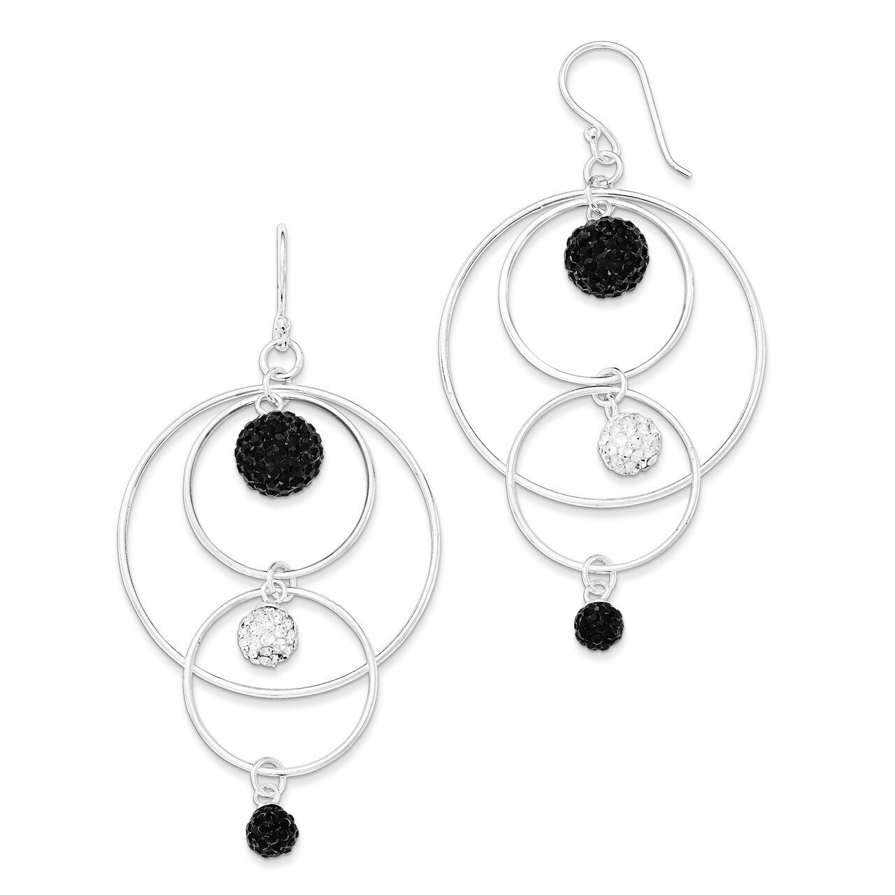 Black and White Crystal Rhodium-plated Earrings Sterling Silver QE12538