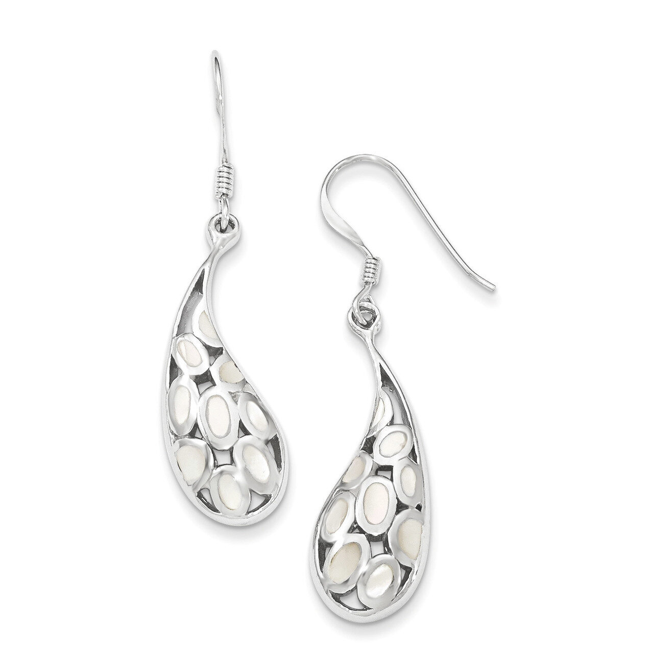 Polished MOP Dangle Earrings Sterling Silver QE12872