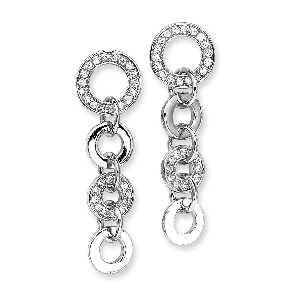 CZ Circle Dangle Post Earrings Sterling Silver QE5017