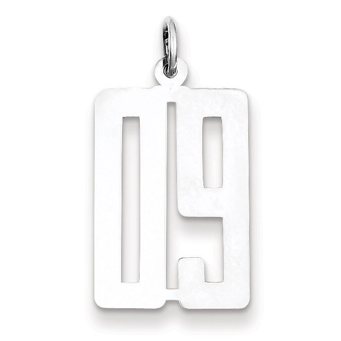 Small Elongated Pol Number with Top Sterling Silver QES09T
