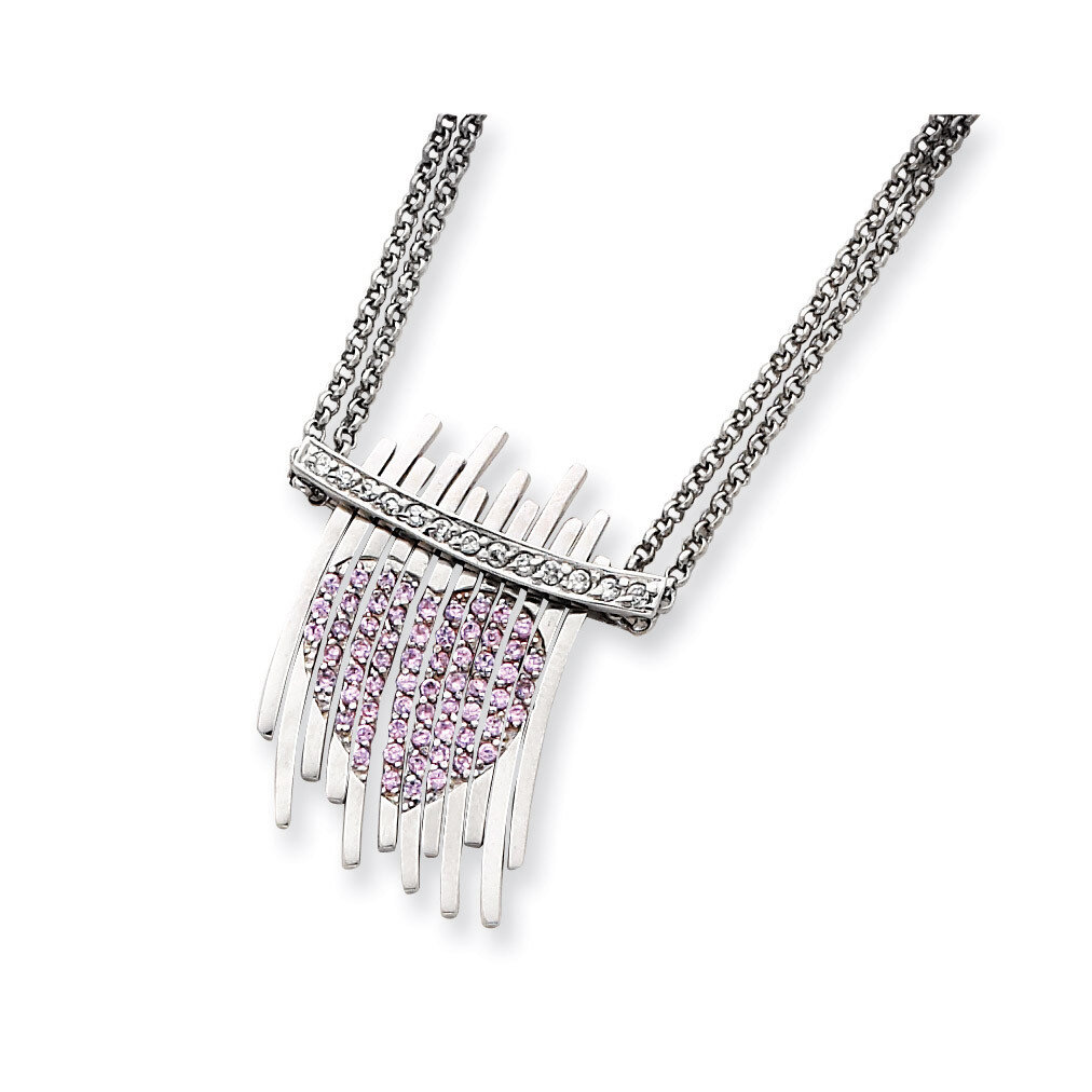 Pink and Clear CZ Necklace Sterling Silver QG2117-18