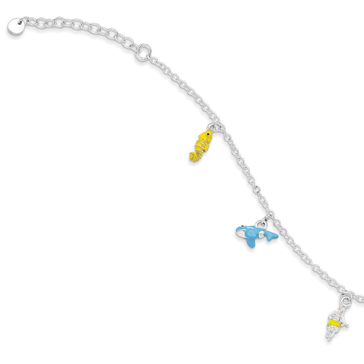 Children&#39;s Enameled Seahorse-Shank-hula with 1.5 Inch ext. Bracelet Sterling Silver QG3523-5.5