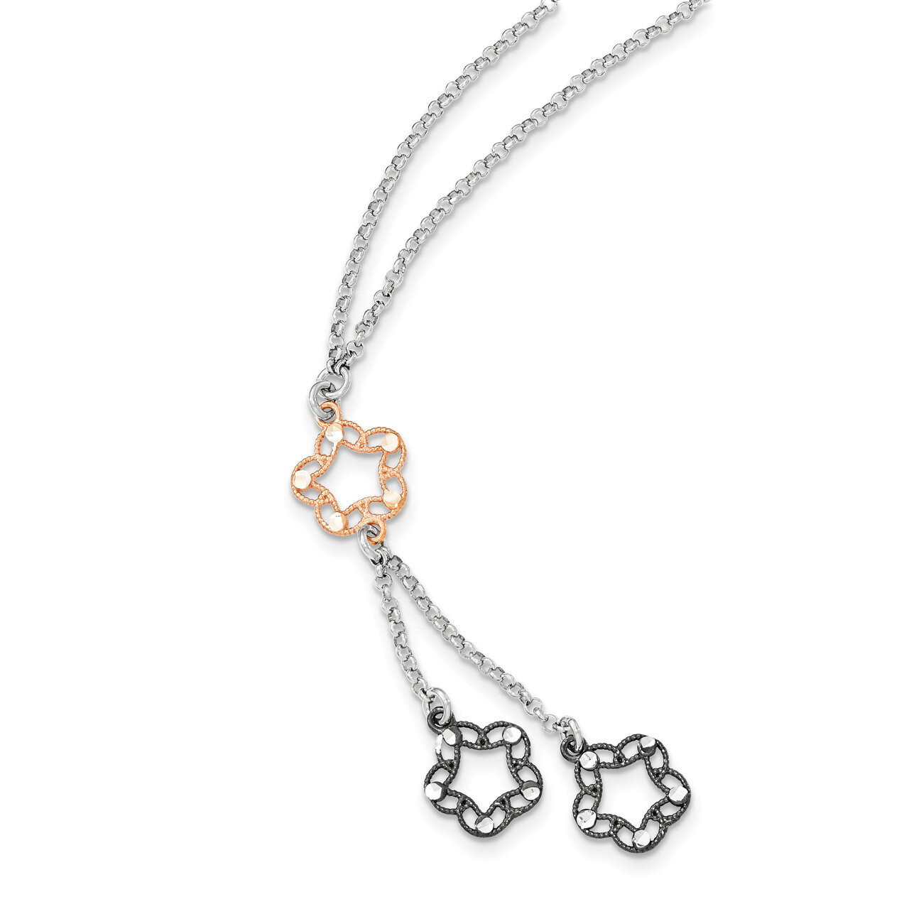 Rose-tone-Rhodium-plated 1 Inch EXT Necklace Sterling Silver QG3763-18