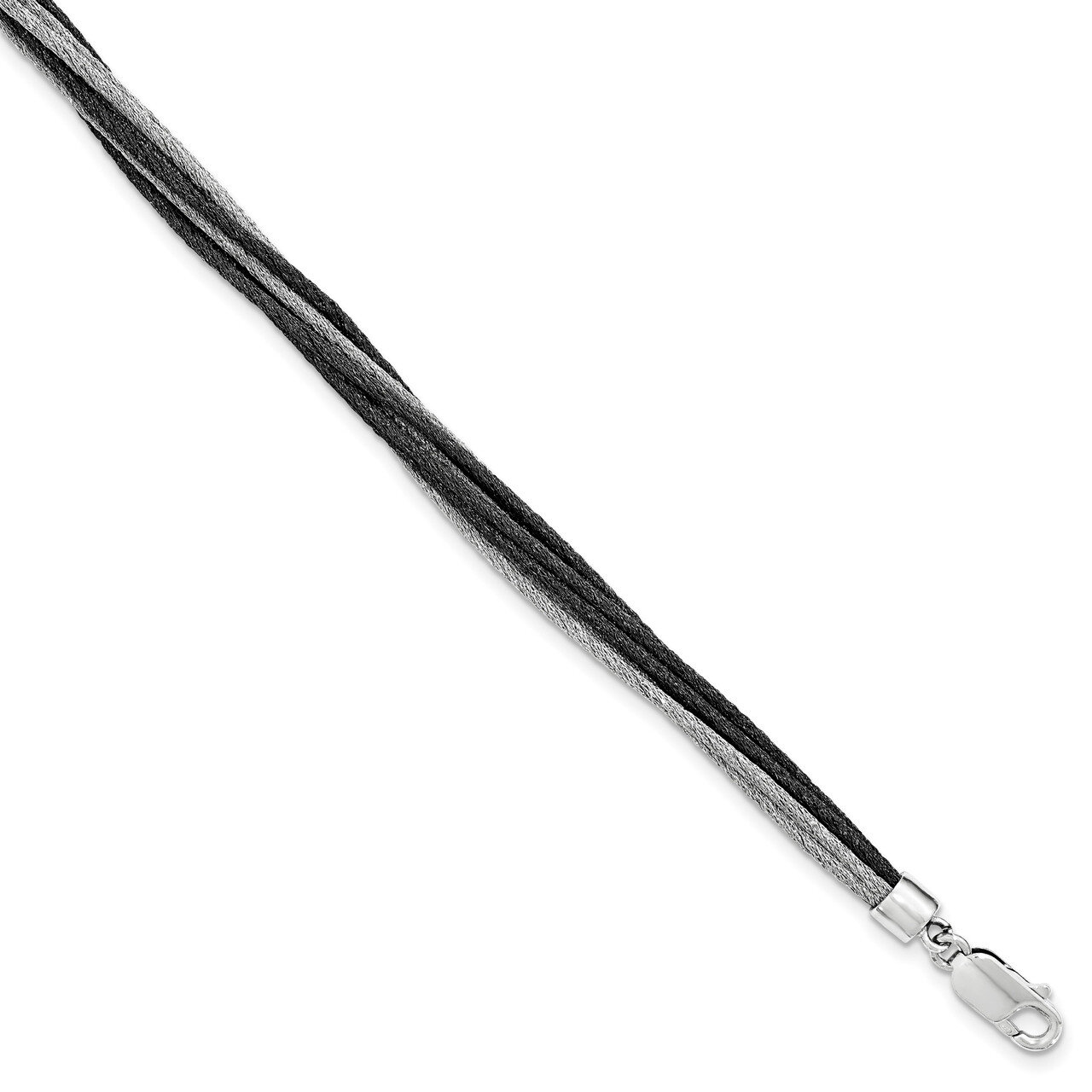 Black Rhodium Wire Mesh 8 Strand Bracelet Sterling Silver QG3836-7.5