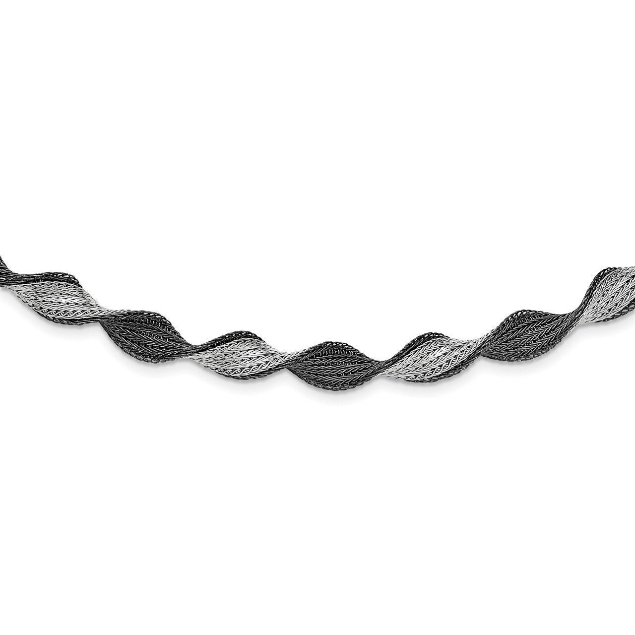Polished Rhodium Twist Necklace Sterling Silver QG3837-16.25