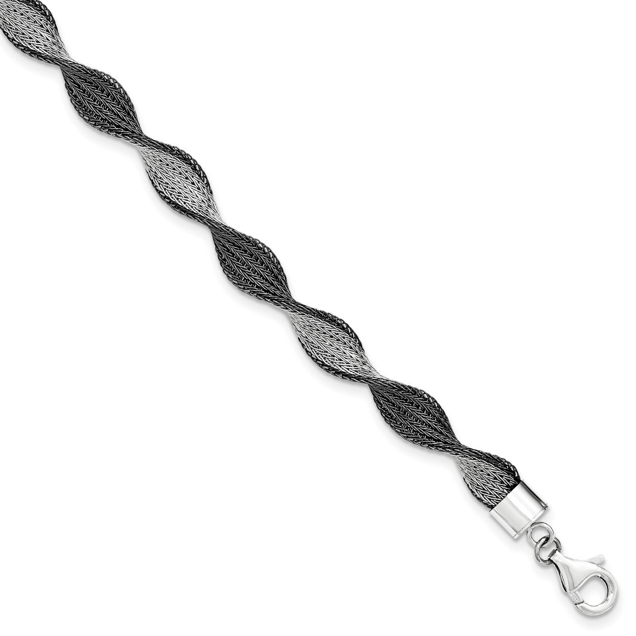 Polished Rhodium Twist Bracelet Sterling Silver QG3837-7.5