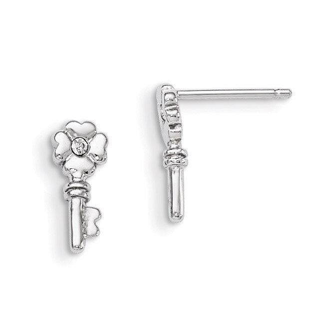 Swarovski Elements Key Post Earrings Sterling Silver QGK140