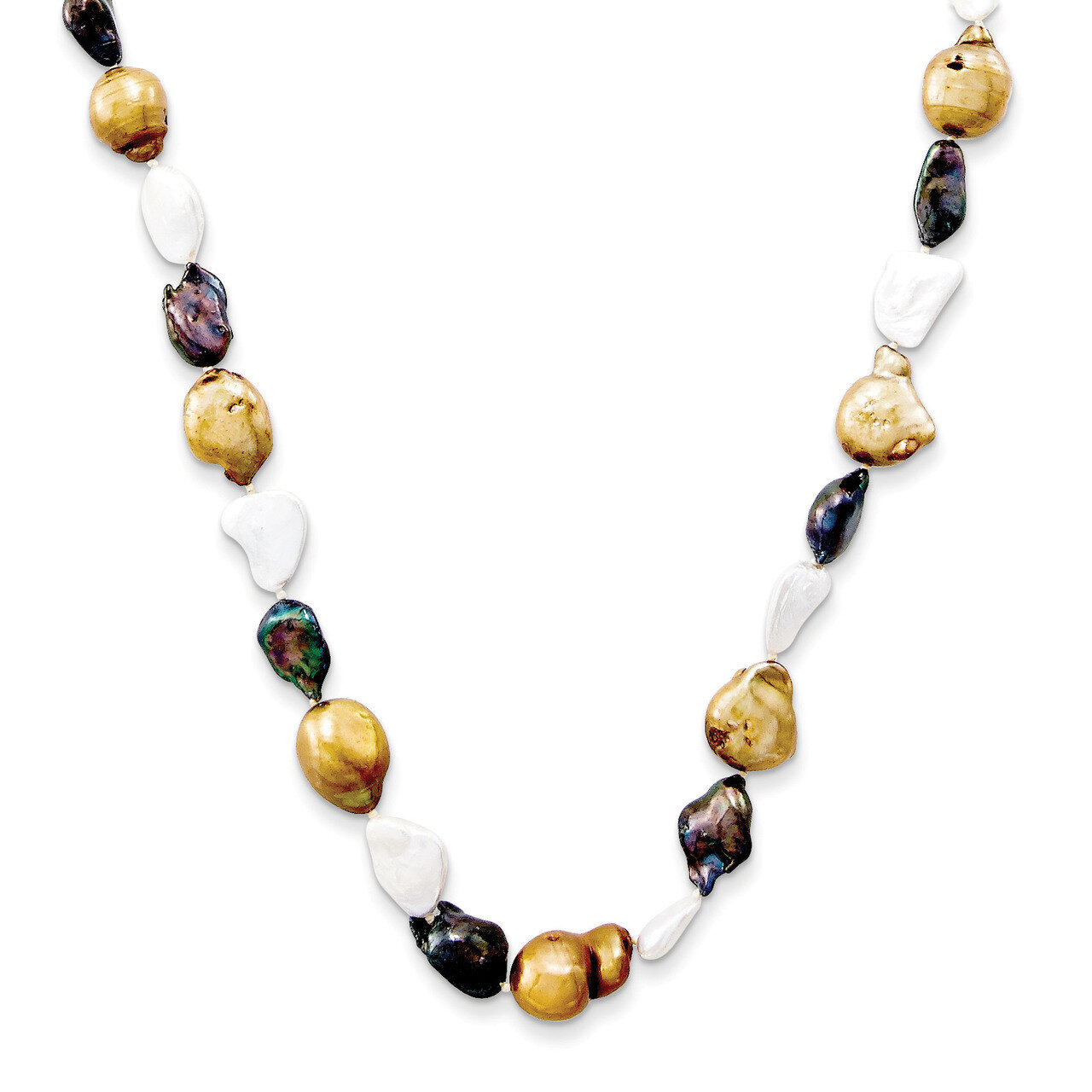 Copper, Peacock &amp; White 10-11mm FW Cultured Pearl Necklace QH3017-32