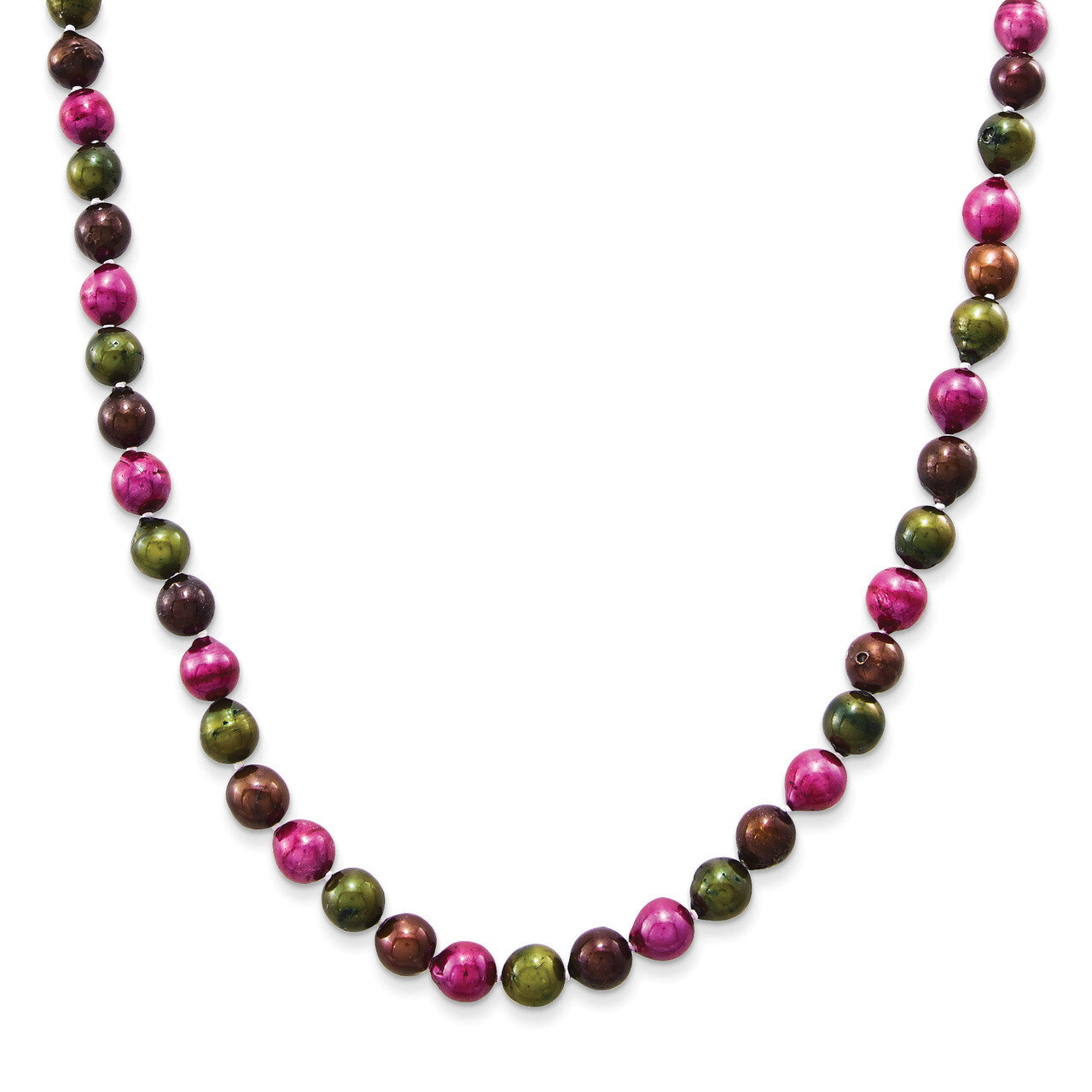 Dk Brown, Dk Olive & Fuchsia 10-10.5mm FW Cultured Pearl Necklace QH3056-32