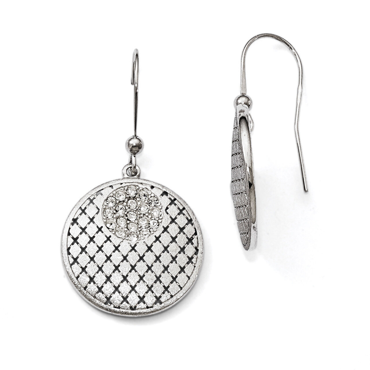 Brushed Preciosa Crystal Shepherd Hook Earrings Sterling Silver QLE1000