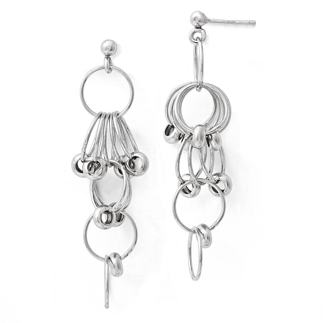 Polished Post Dangle Link Earrings Sterling Silver QLE566