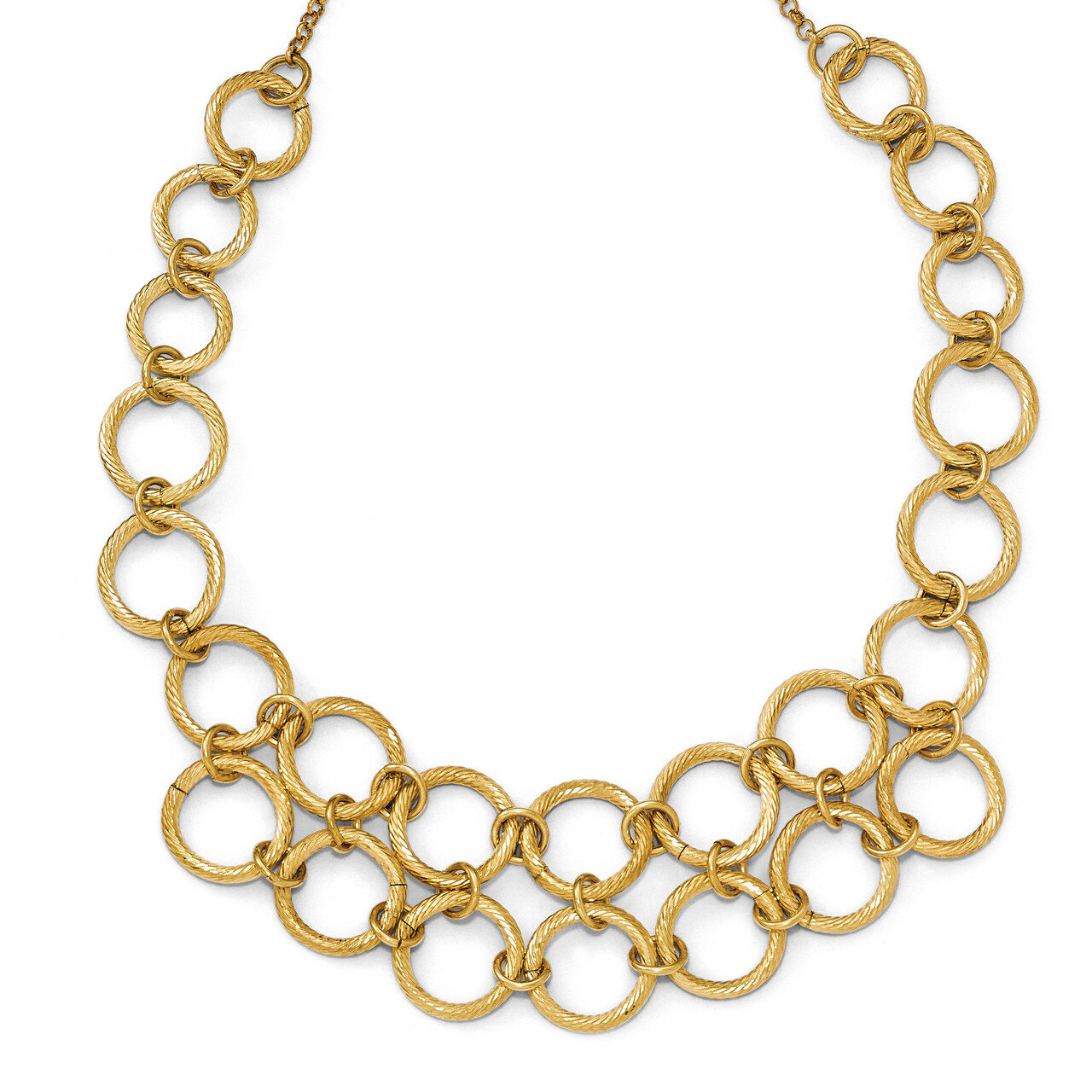Flash-plated Gold-tone with 1.5 Inch ext. Necklace Sterling Silver QLF537-17