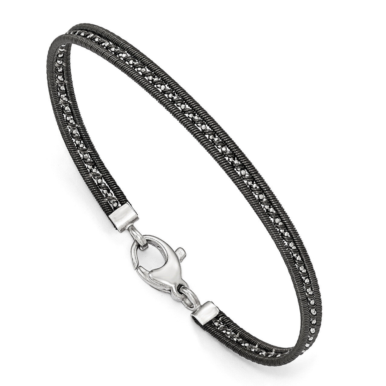 Rhodium-plated Mesh Bracelet Sterling Silver QLF542-7.5