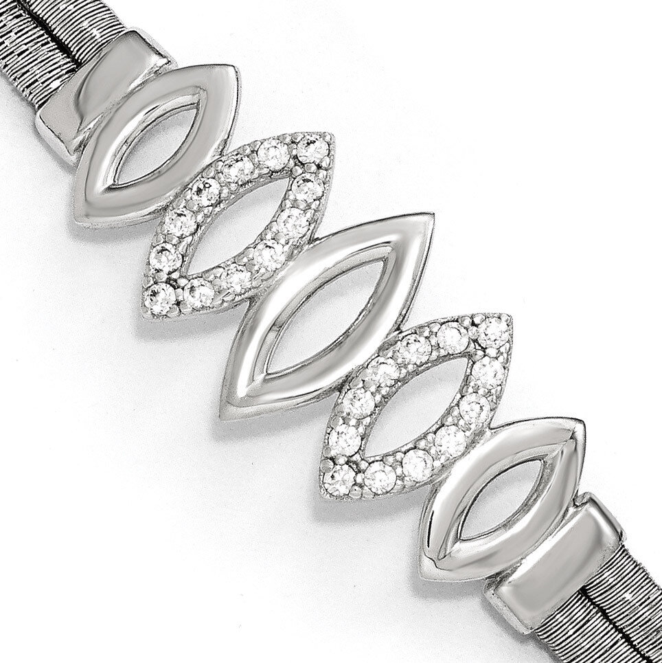 Polished CZ with 1.5 Inch ext. Bracelet Sterling Silver QLF556-6.5