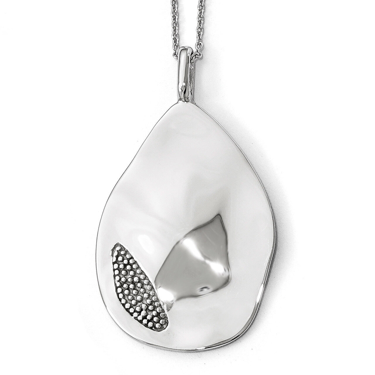 Polished and Textured Pendant Sterling Silver QLF604