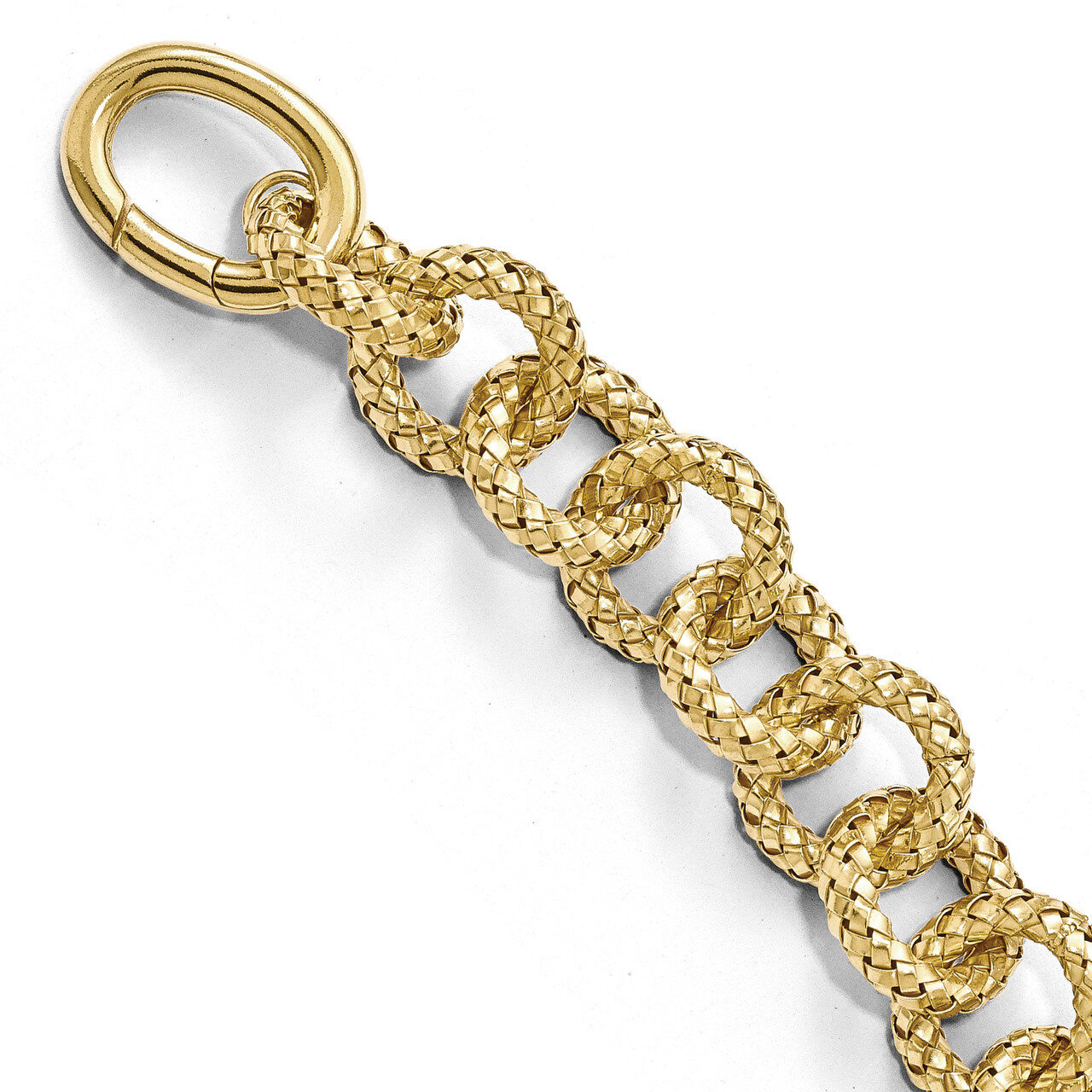 Gold-plated Polished Textured Bracelet - Hidden Cl Sterling Silver QLF613-8