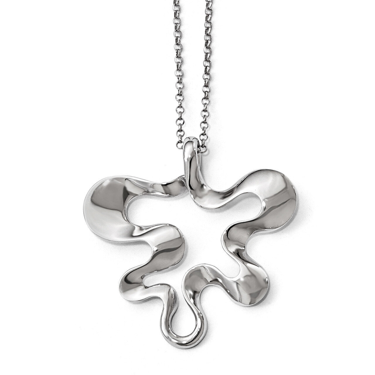 Polished Necklace Sterling Silver QLF626-16