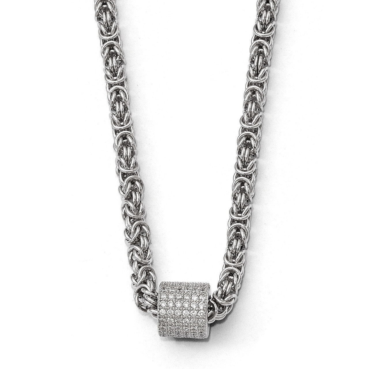 Polished CZ Necklace Sterling Silver QLF643-18