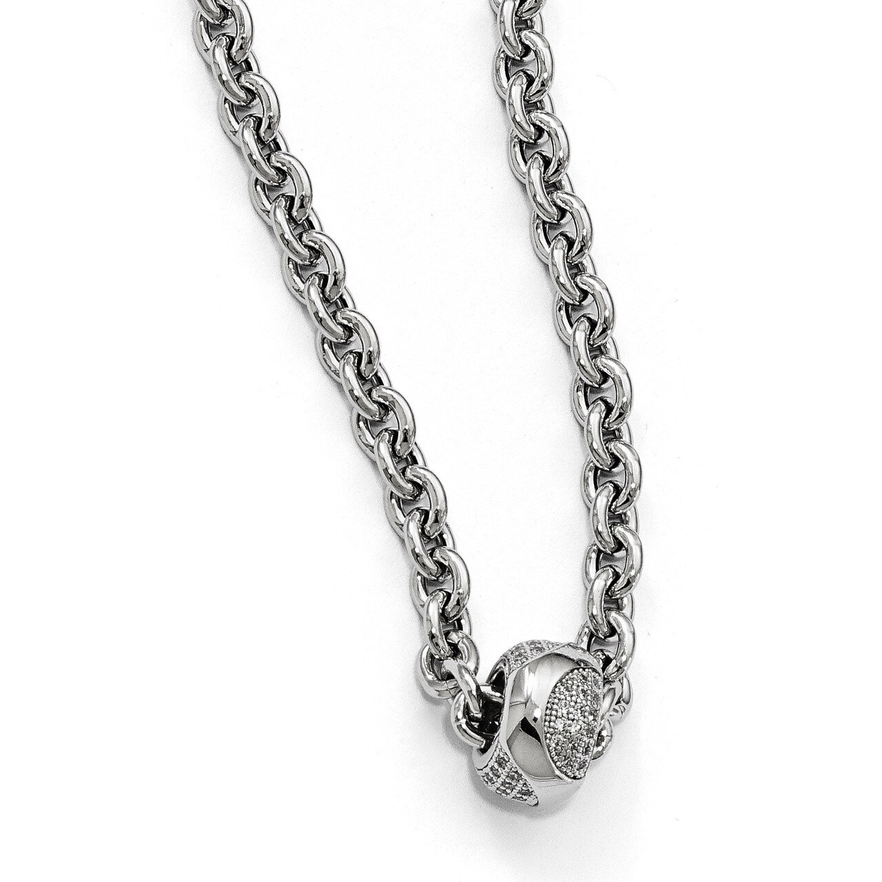Polished CZ Necklace Sterling Silver QLF645-18