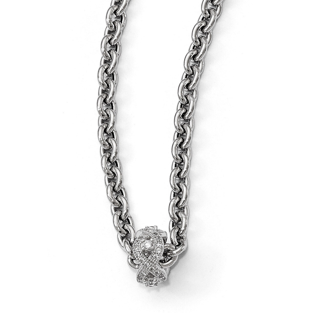 Polished CZ Necklace Sterling Silver QLF646-18
