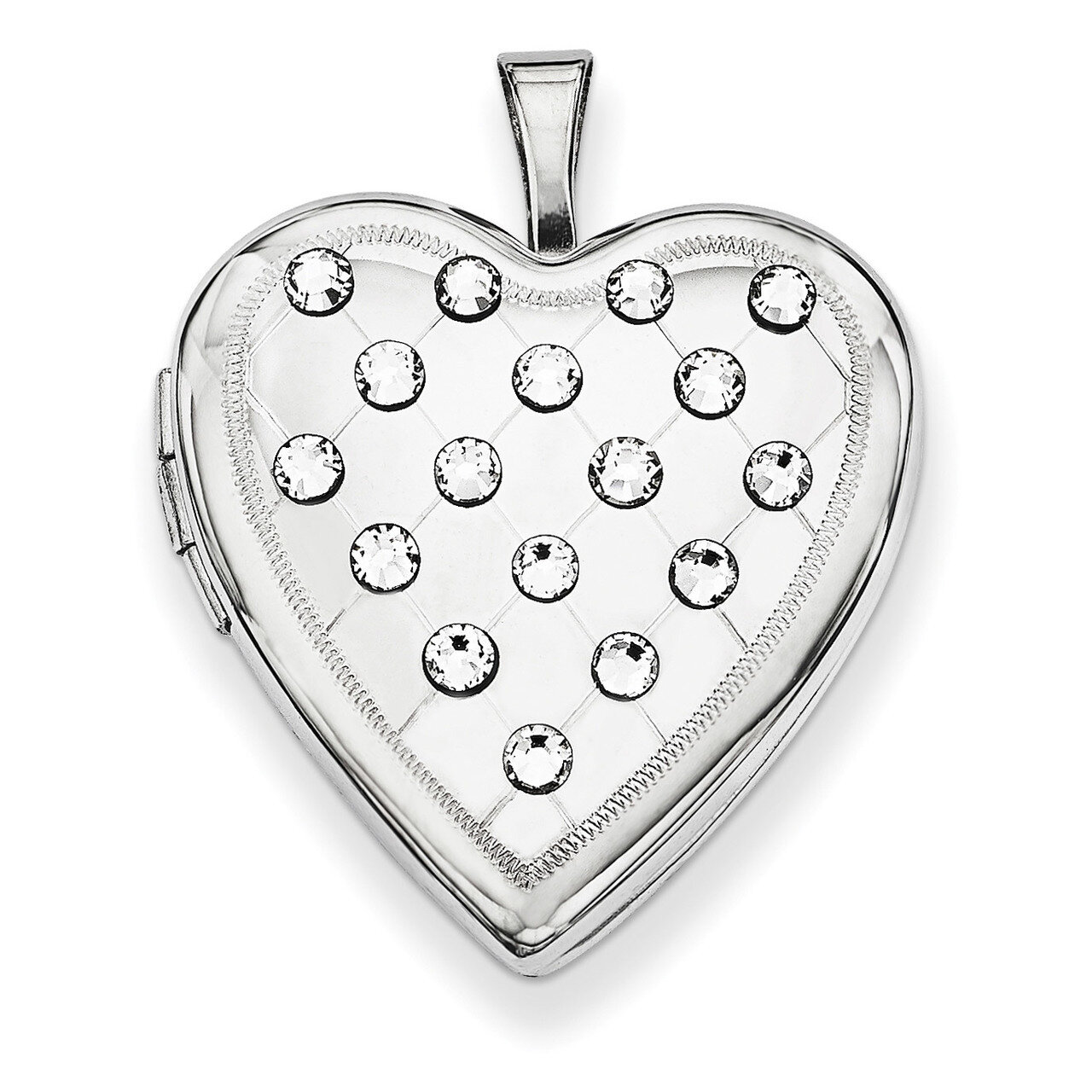 Crystal Heart Locket Sterling Silver QLS644
