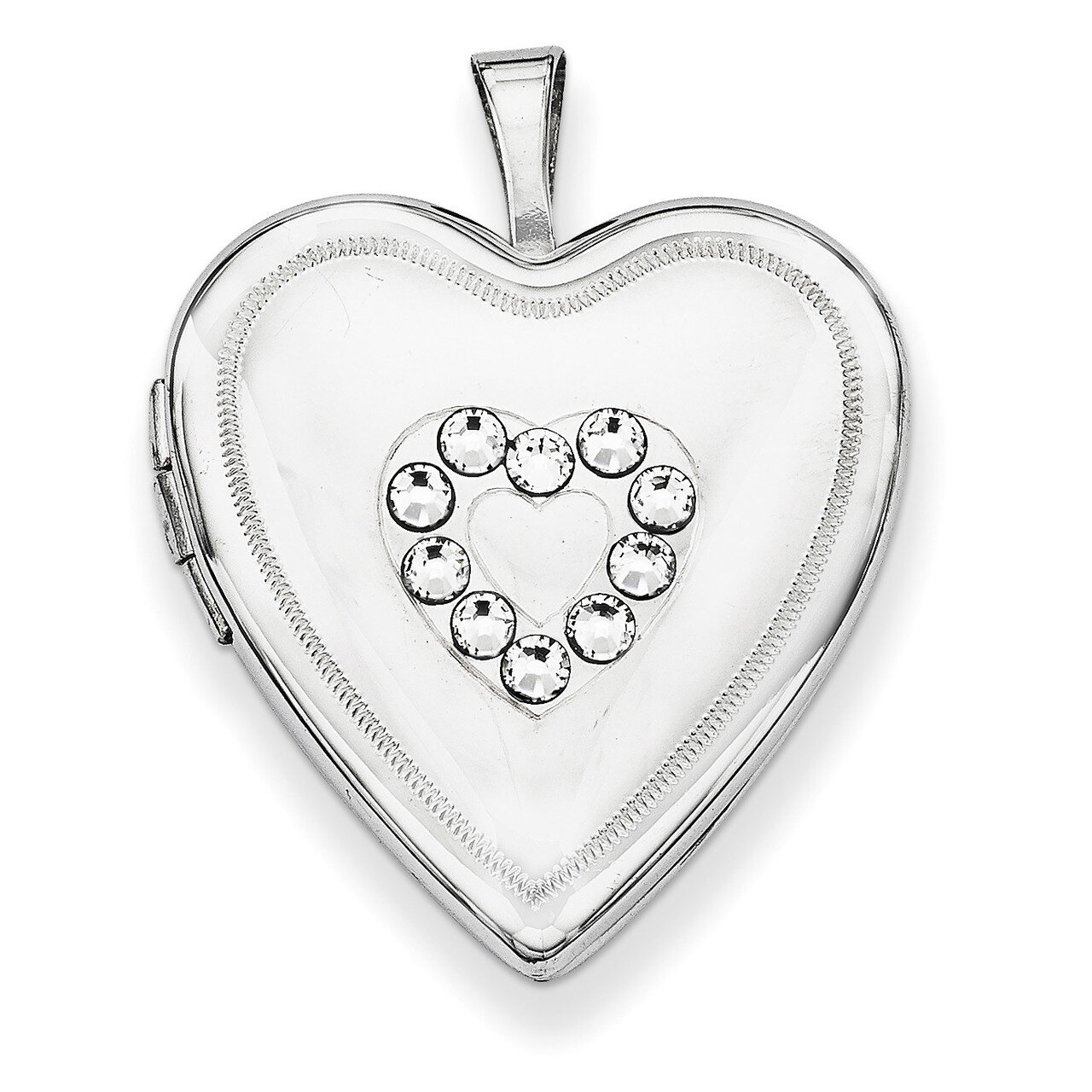 Crystal Heart Locket Sterling Silver QLS646