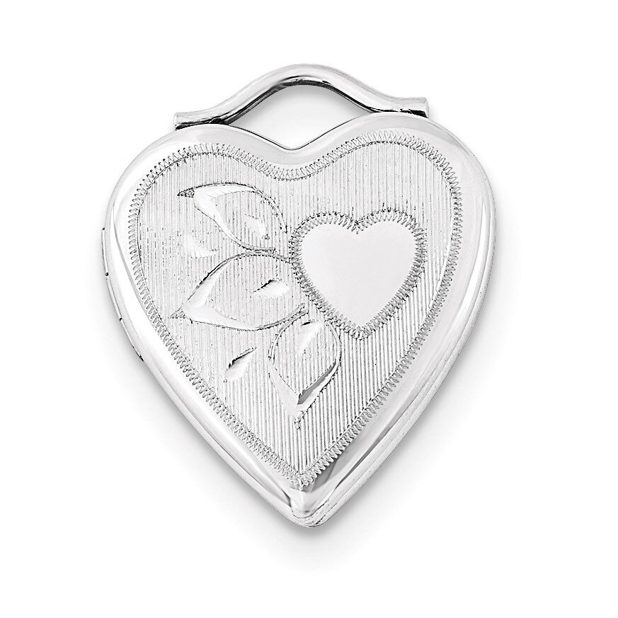 20mm Diamond-cut Textured & Polished Heart Locket Sterling Silver QLS685