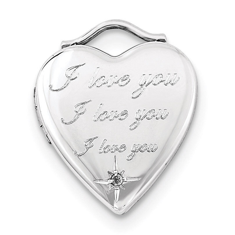 Diamond I Love You 20mm Heart Locket Sterling Silver QLS689