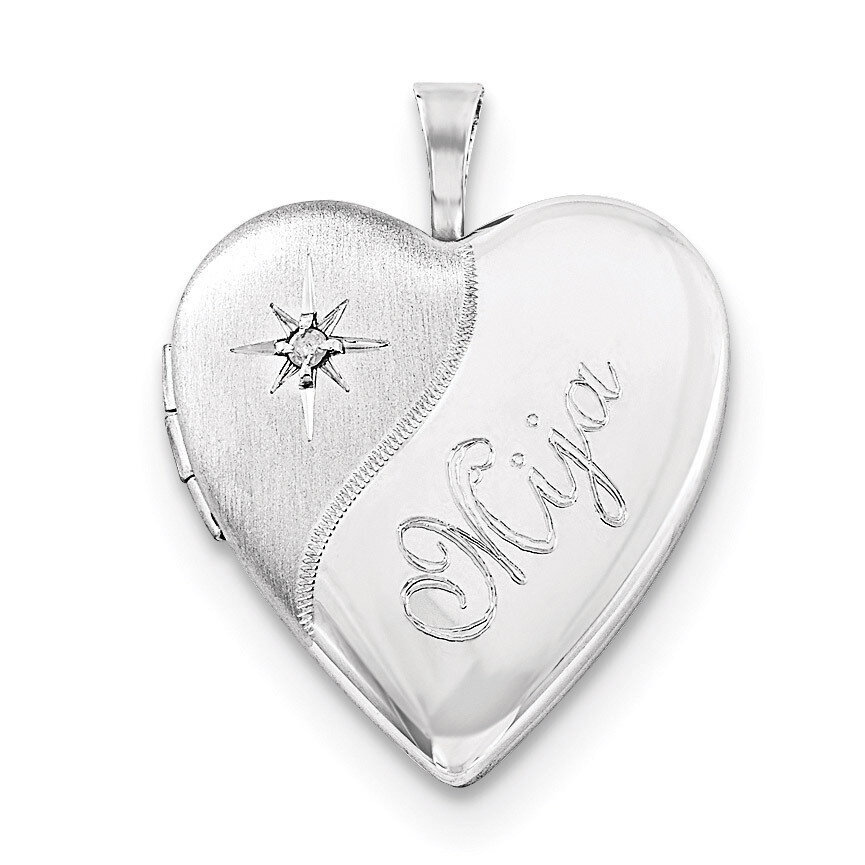 20mm Diamond Mija Satin & Polished Heart Locket Sterling Silver QLS697