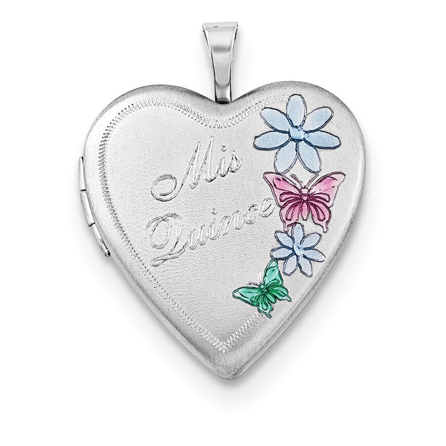 20mm Enameled Mis Quince Heart Locket Sterling Silver QLS707