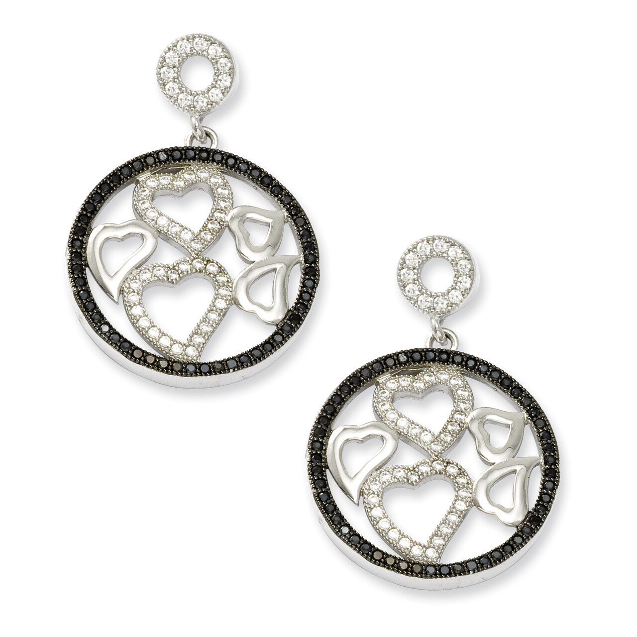 CZ Brilliant Embers Heart Post Earrings Sterling Silver QMP346